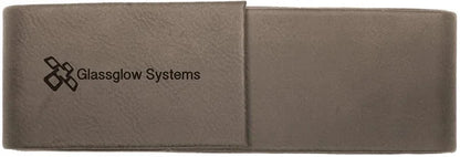 Gray 6 1/2" x 2" Laserable Leatherette Double Pen Case