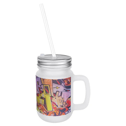 12 oz. Sublimatable Frosted Mason Jar with Lid & Straw