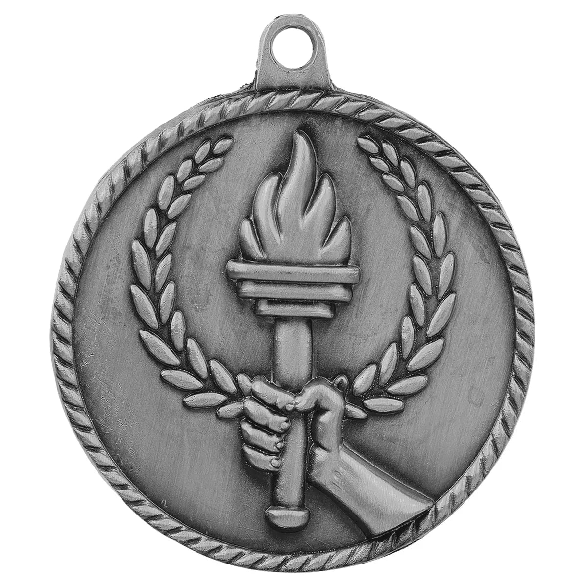 Antique Silver 2" Torch High Relief Medal