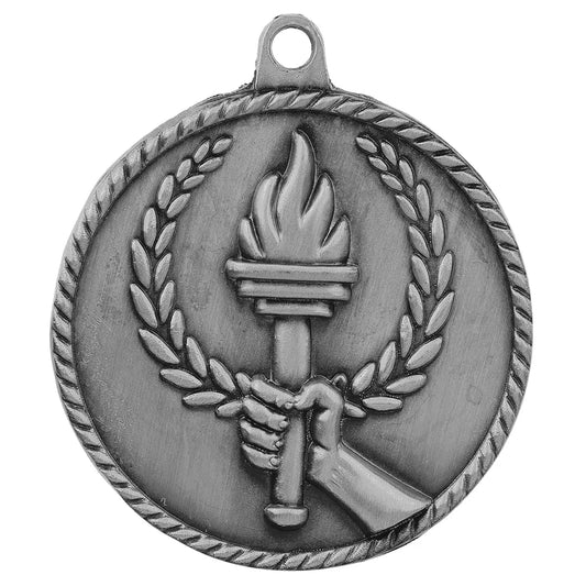Antique Silver 2" Torch High Relief Medal