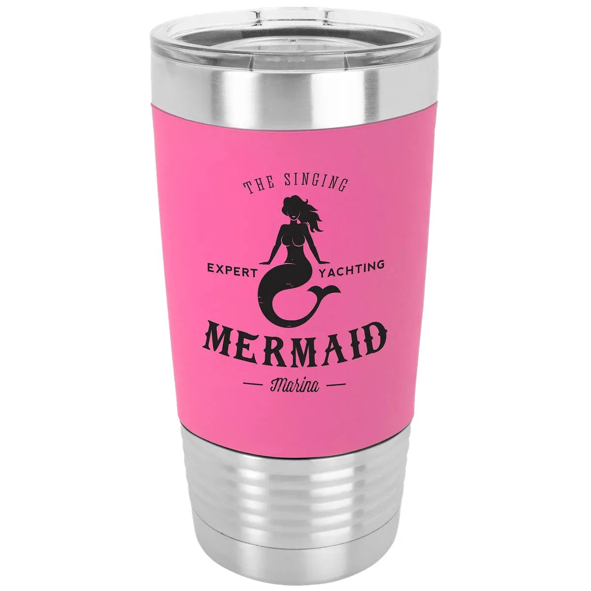 Pink Black 20 oz. Polar Camel Tumbler with Silicone Grip and Clear Lid