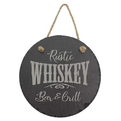 7 3/4" Round Slate Decor with Hanger String