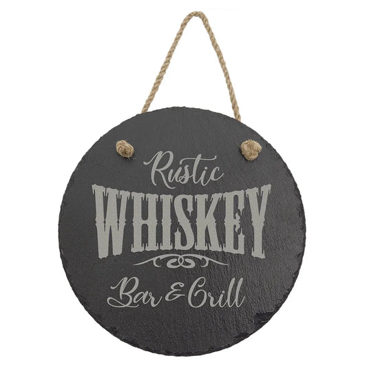 7 3/4" Round Slate Decor with Hanger String