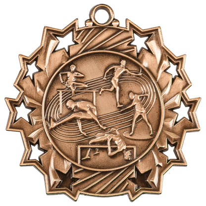 Antique Bronze 2 1/4" Track & Field Ten Star Medal