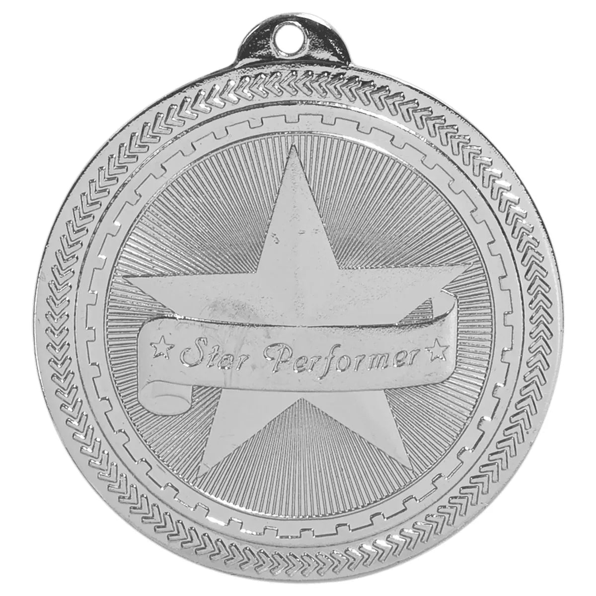 Bright Silver 2" Star Performer Laserable BriteLazer Medal
