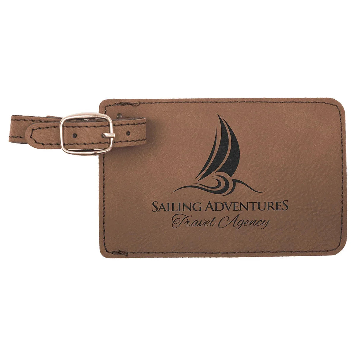 Dark Brown 4 1/4" x 2 3/4" Laserable Leatherette Luggage Tag