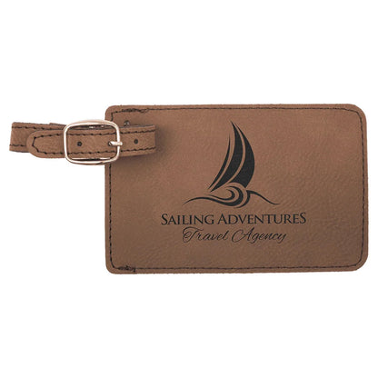 Dark Brown 4 1/4" x 2 3/4" Laserable Leatherette Luggage Tag