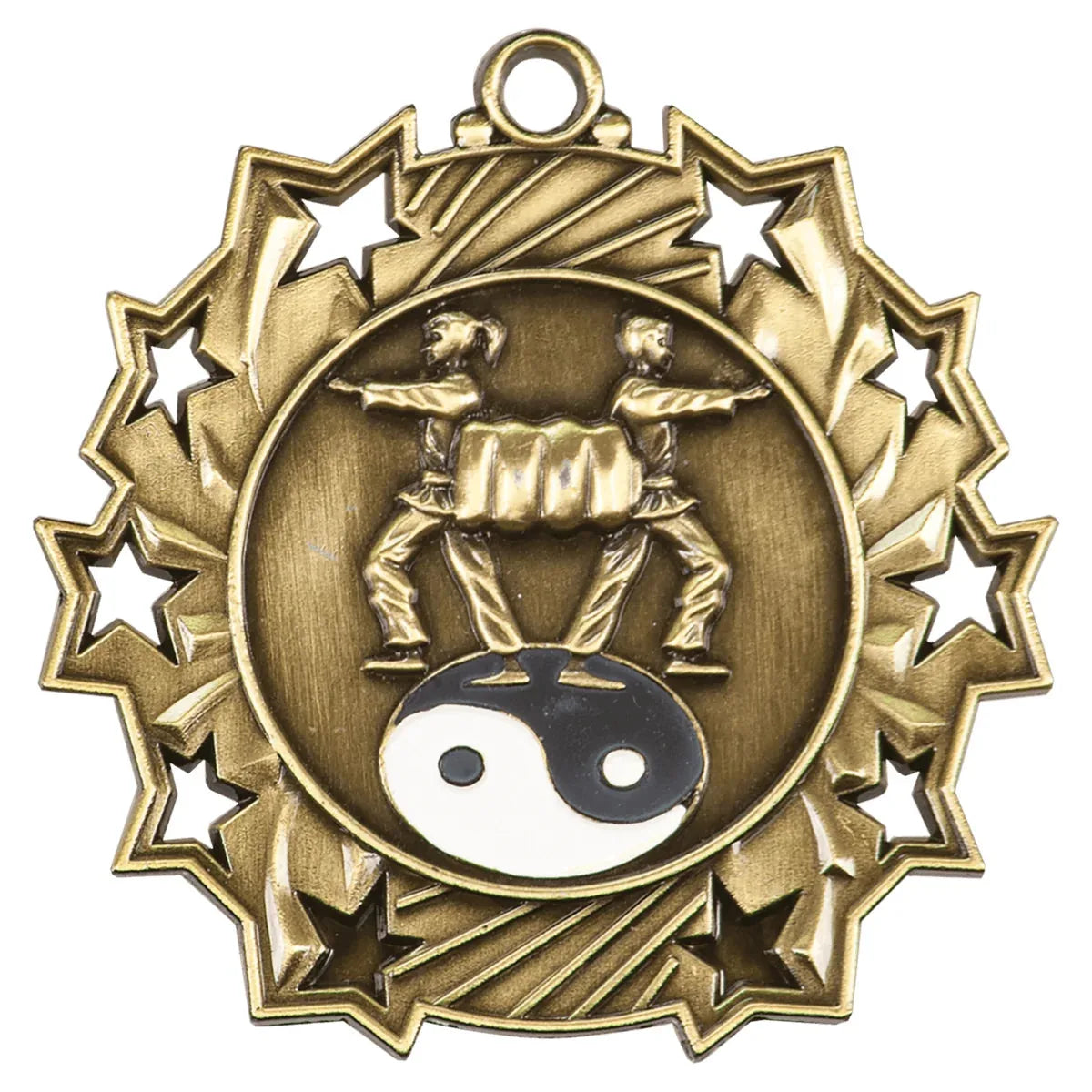 Antique Gold 2 1/4" Martial Arts Ten Star Medal