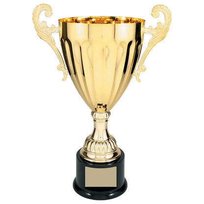 Gold 2 14 1/2" Completed Metal Cup Trophy on Plastic Base