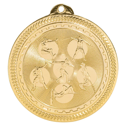 Bright Gold 2" Field Events Laserable BriteLazer Medal