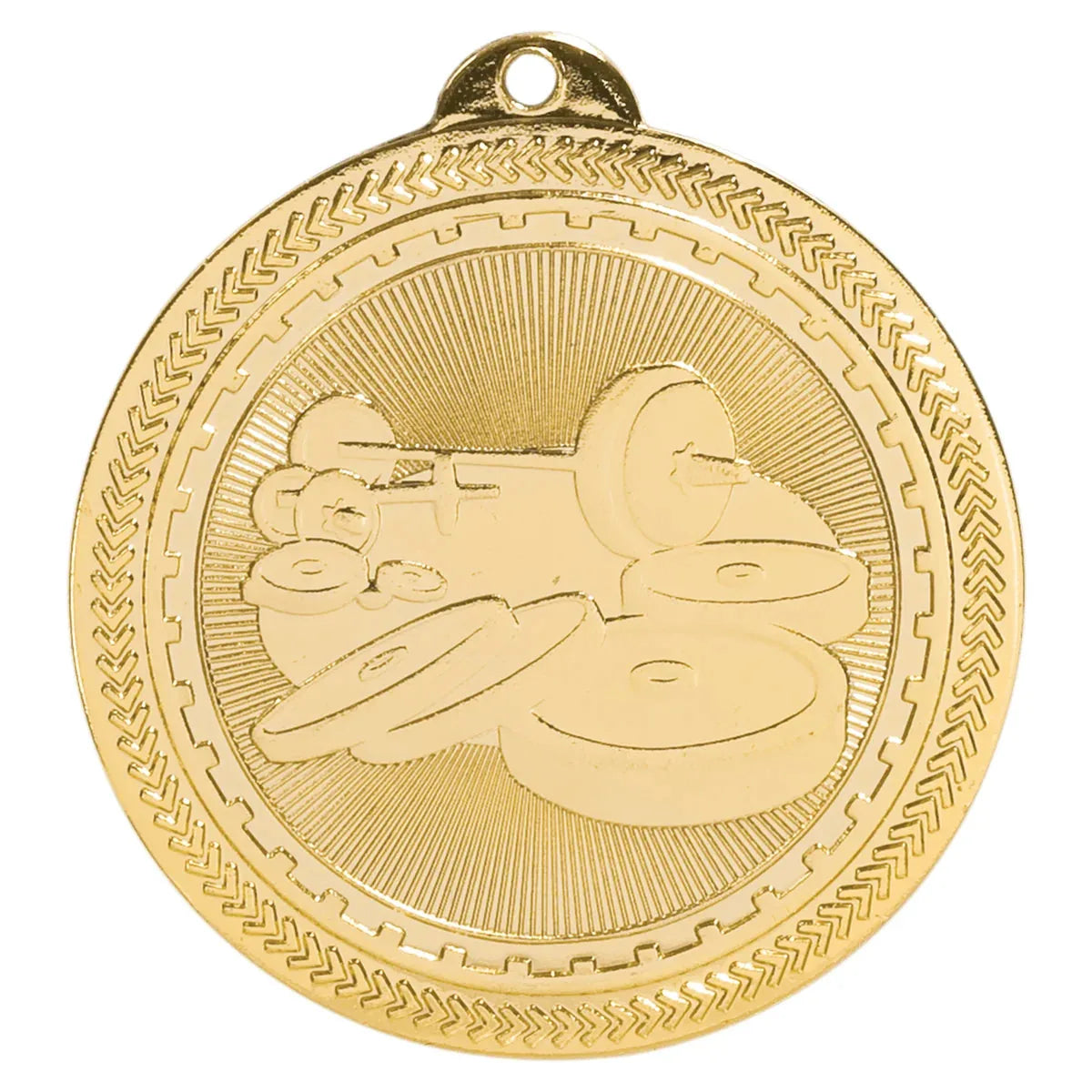 Bright Gold 2" Weightlifting Laserable BriteLazer Medal