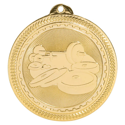 Bright Gold 2" Weightlifting Laserable BriteLazer Medal