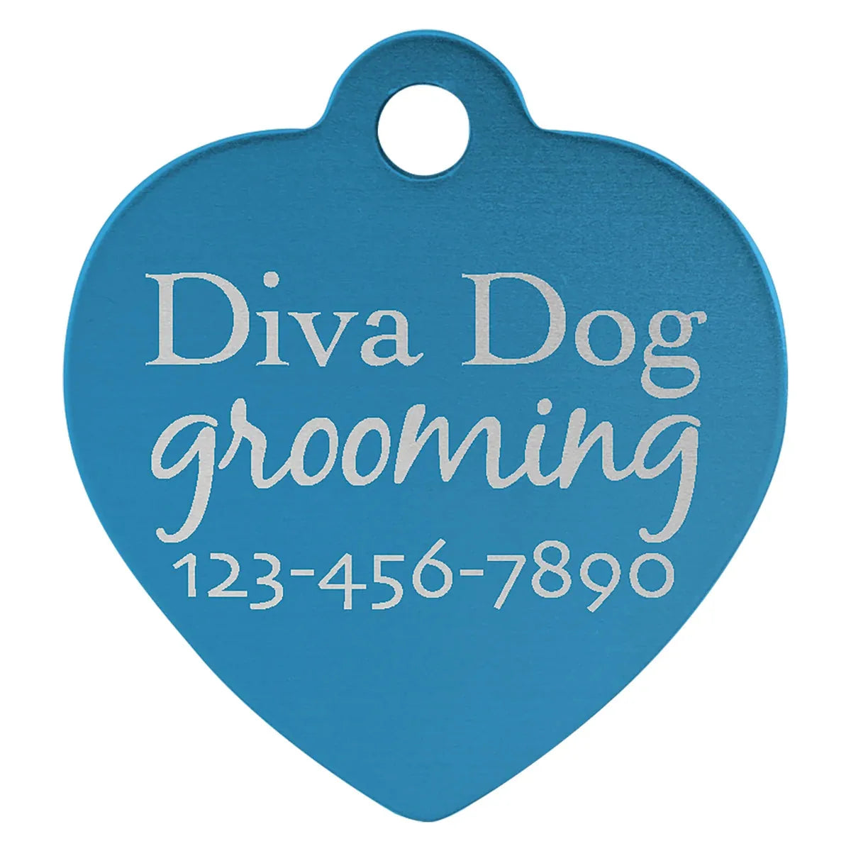 Blue 1" x 1" Laserable Anodized Aluminum Heart Pet Tag