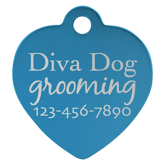 Blue 1" x 1" Laserable Anodized Aluminum Heart Pet Tag