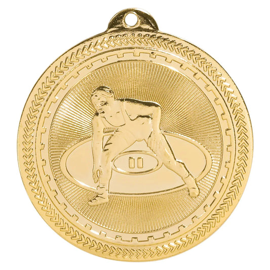 Bright Gold 2" Wrestling Laserable BriteLazer Medal