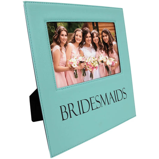 Teal 5" x 7" Leatherette Photo Frame with 4 1/4" x 8 7/8" Engraving Area