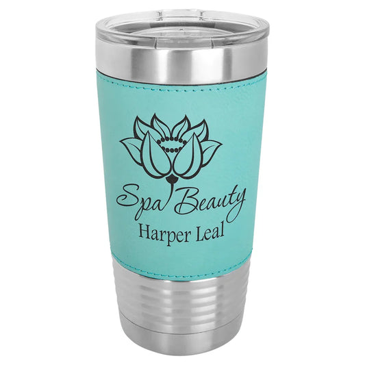 Teal Laserable Leatherette Tumbler with Clear Polar Camel 20 oz. Lid