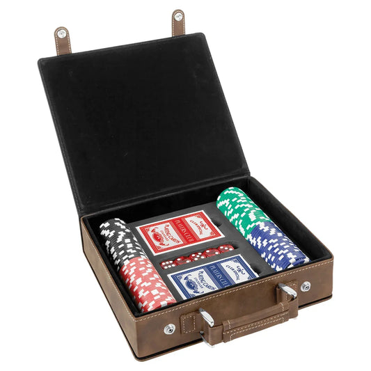 Rustic/Gold Laserable Leatherette 100 Chip Poker Set