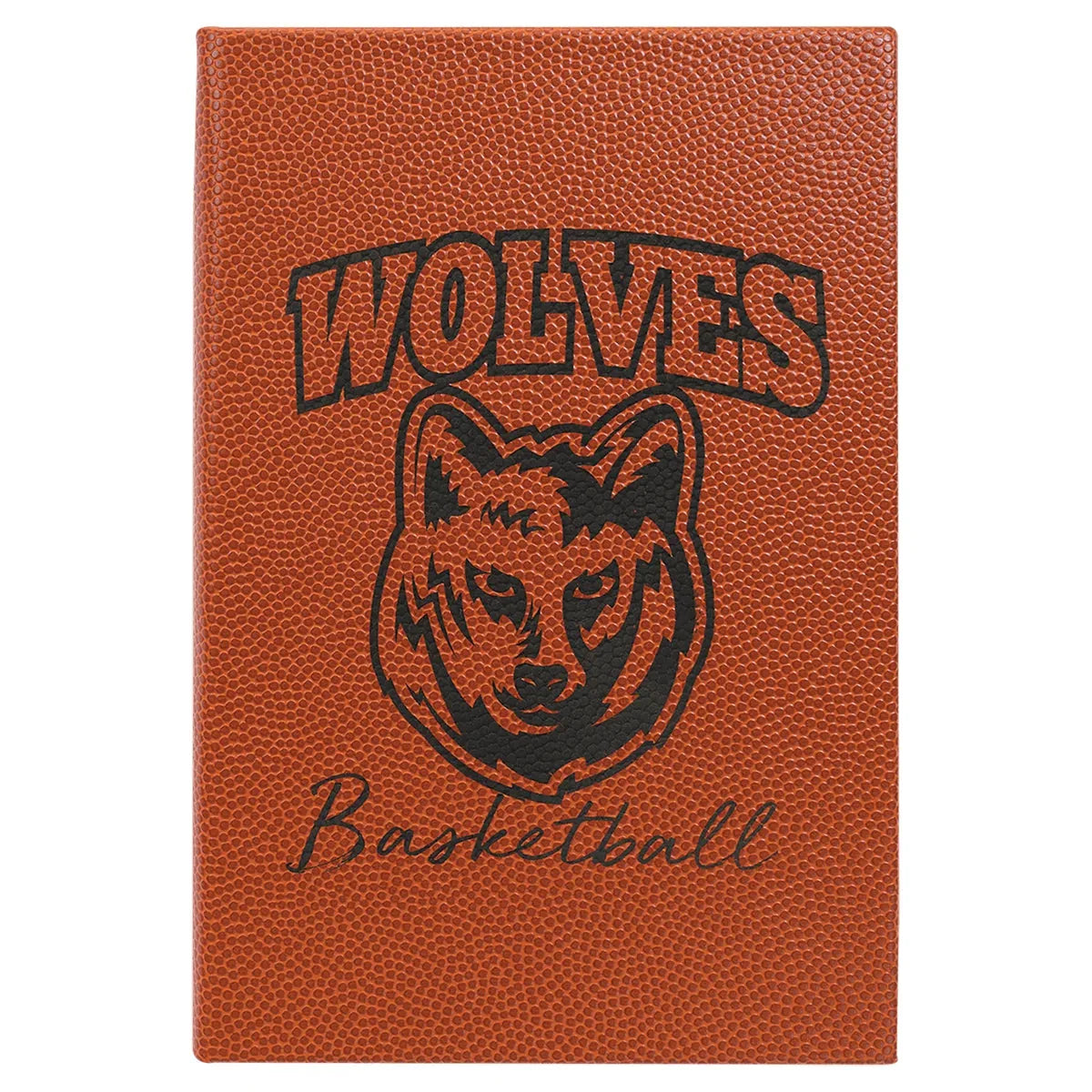 Basketball 5 1/4" x 8 1/4" Laserable Leatherette Journal with Lined Notepad