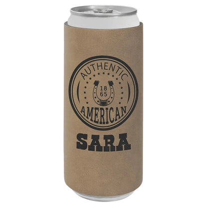Light Brown Laserable Leatherette Slim Beverage Holder