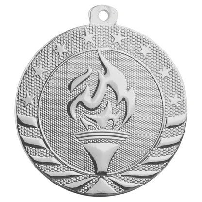 Bright Silver 2" Torch Starbrite Medal