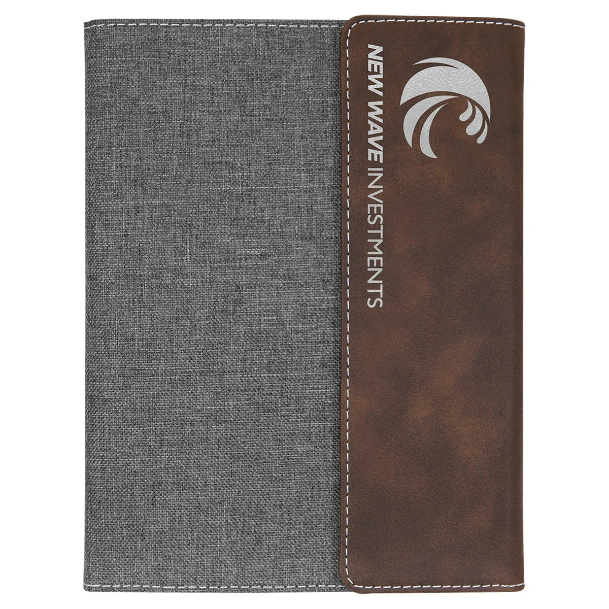 Rustic/Silver Leatherette / Gray 7" x 9" Canvas Portfolio with Notepad