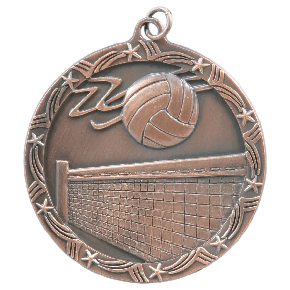 Antique Bronze 2 1/2" Volleyball Shooting Star Medal