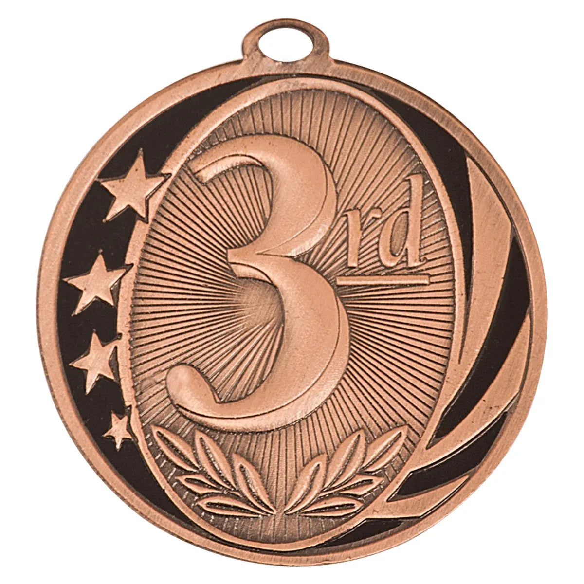 2" Bright Bronze 3rd Place Laserable MidNite Star Medal