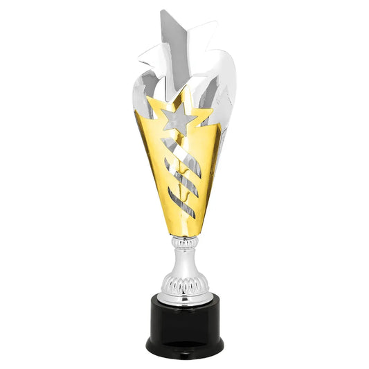 17 3/4" Silver & Gold Star Completed Metal Cup Trophy on Plastic Base
