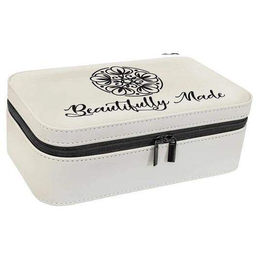 White 7 1/2" X 4 1/2" Laserable Leatherette Jewelry Box