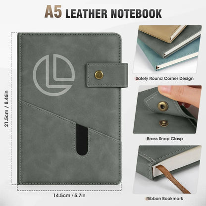 ENOMY Personalized Notebook A5 Leather Custom Notebook with Logo & Text Daily Journal for Men Women Hardcover Notebook for Business, Work, College, Idea Gift — Custom Branded Journal | Laser Engraved - Image 6