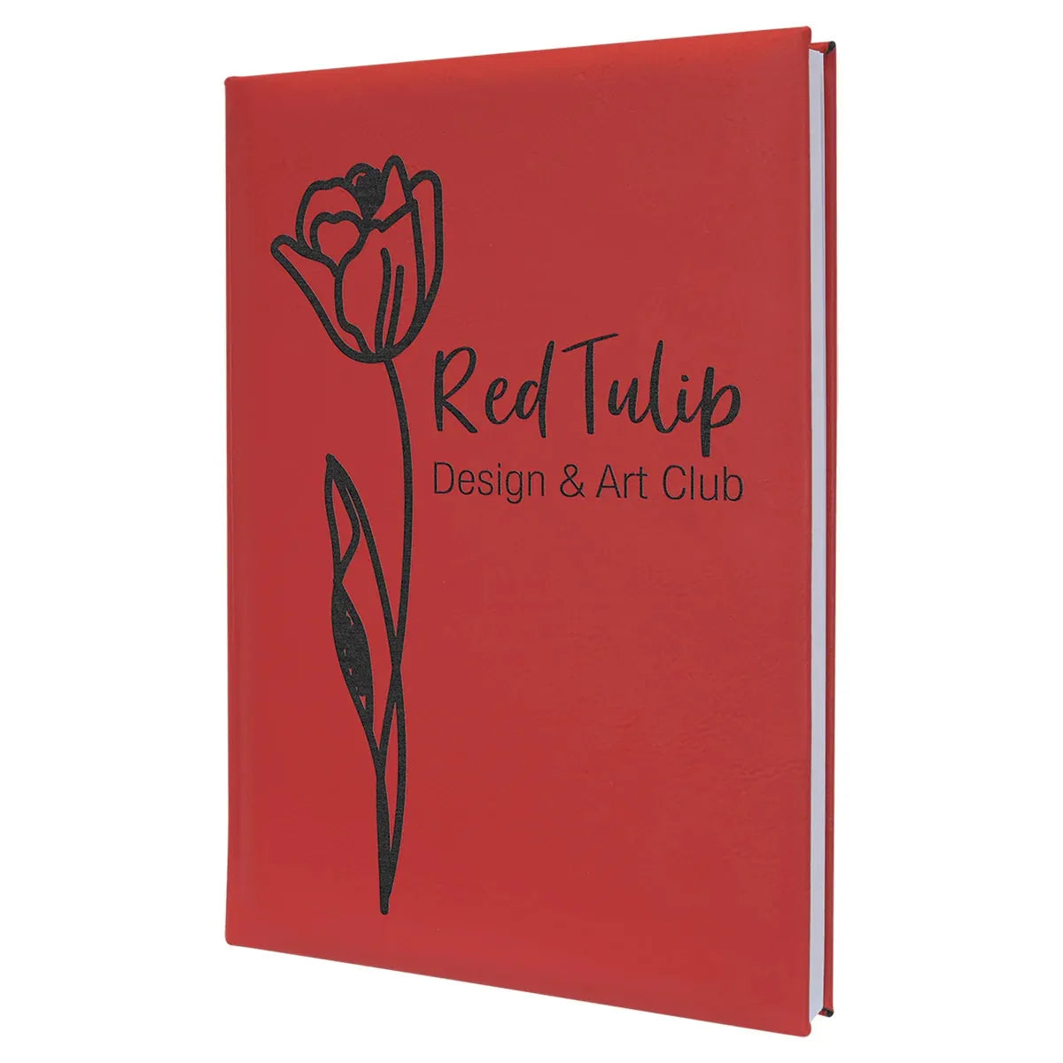 Red 7" x 9 3/4" Laserable Leatherette Sketch Book with Unlined Notepad