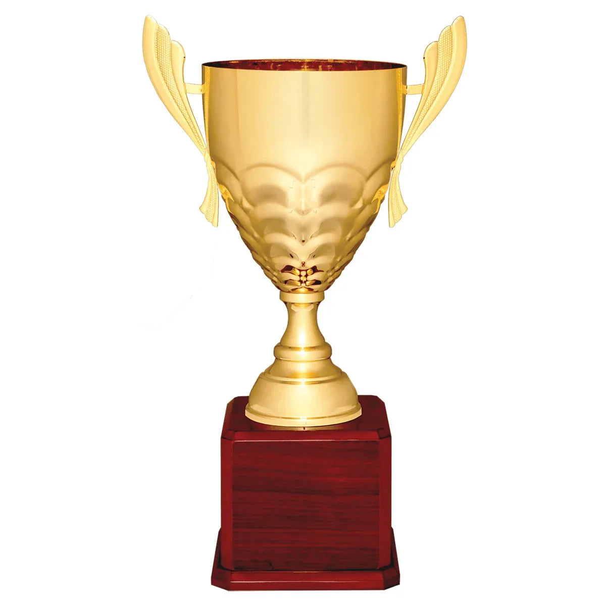 Gold Completed Metal Cup Trophy on Rosewood Royal 23 1/2" Piano Finish Base