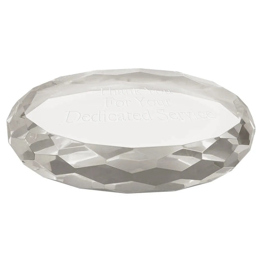 4" x 2 3/4" Clear Oval Crystal Paperweight