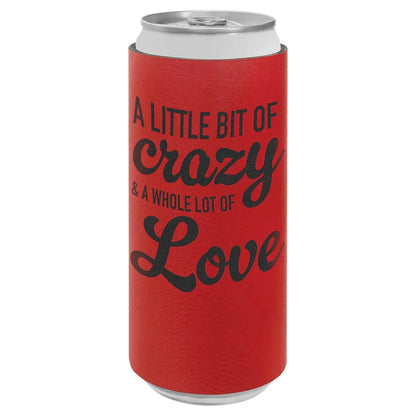 Red Laserable Leatherette Slim Beverage Holder