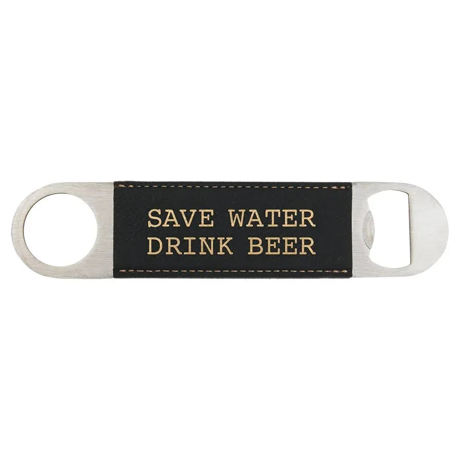 Black/Gold 1 1/2" x 7" Laserable Leatherette Bottle Opener