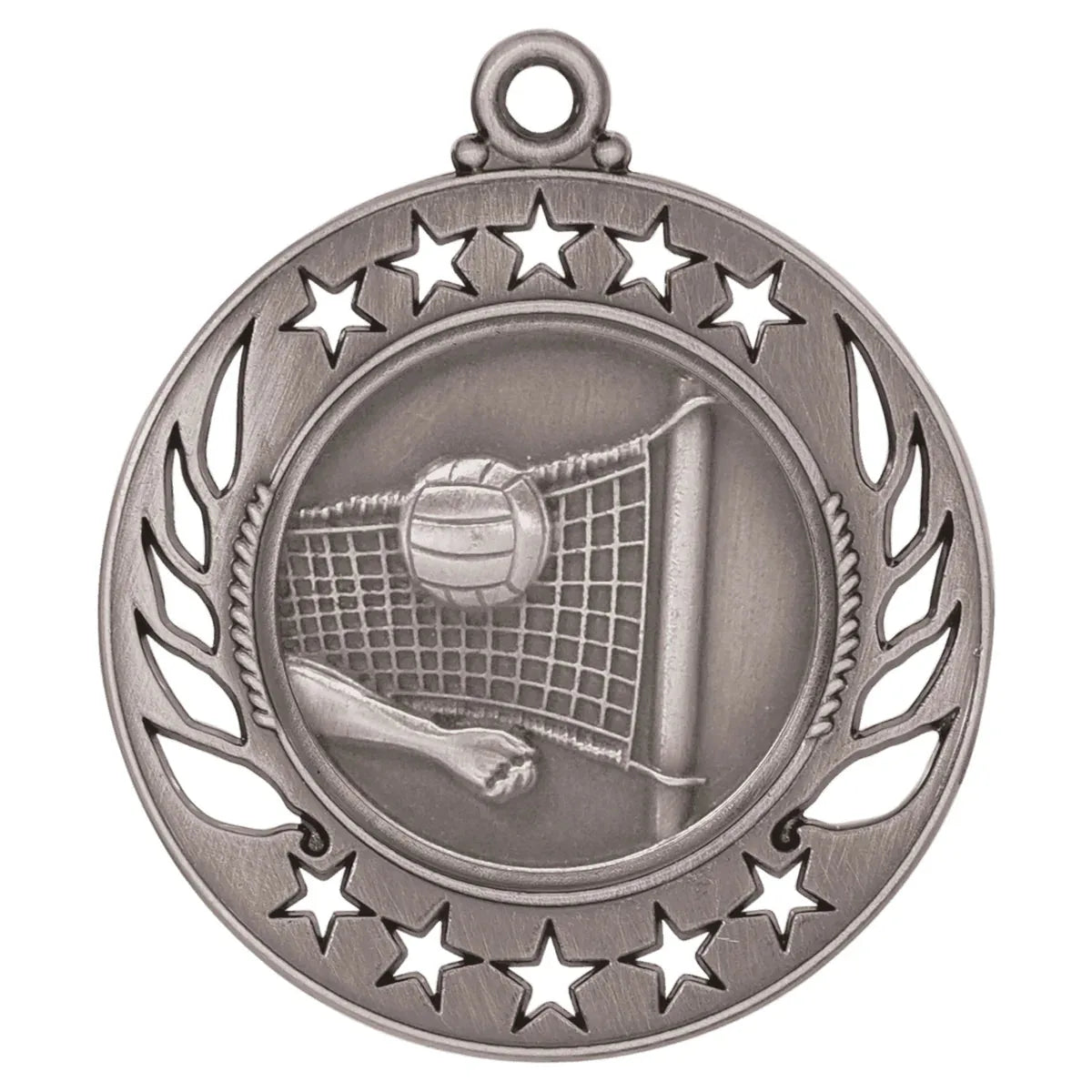 Antique Silver 2 1/4" Volleyball Galaxy Medal