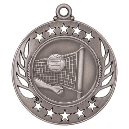 Antique Silver 2 1/4" Volleyball Galaxy Medal