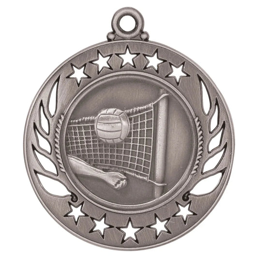 Antique Silver 2 1/4" Volleyball Galaxy Medal
