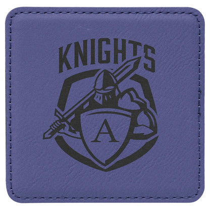 Purple 4" x 4" Square Laserable Leatherette Coaster