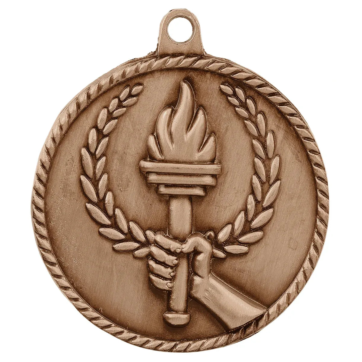 Antique Bronze 2" Torch High Relief Medal