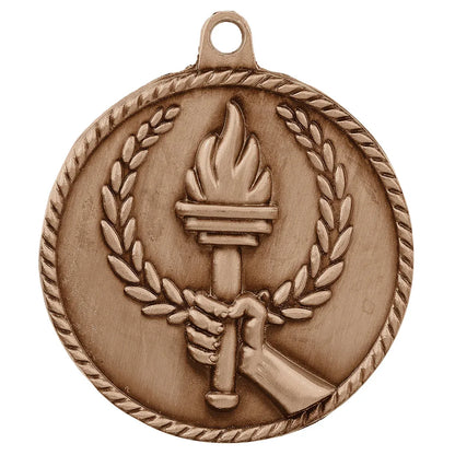 Antique Bronze 2" Torch High Relief Medal