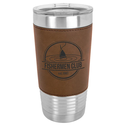 Dark Brown Polar Camel 20 oz. Laserable Leatherette Tumbler with Clear Lid