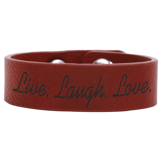 Rose 8 1/2" x 3/4" Laserable Leatherette Youth Cuff Bracelet
