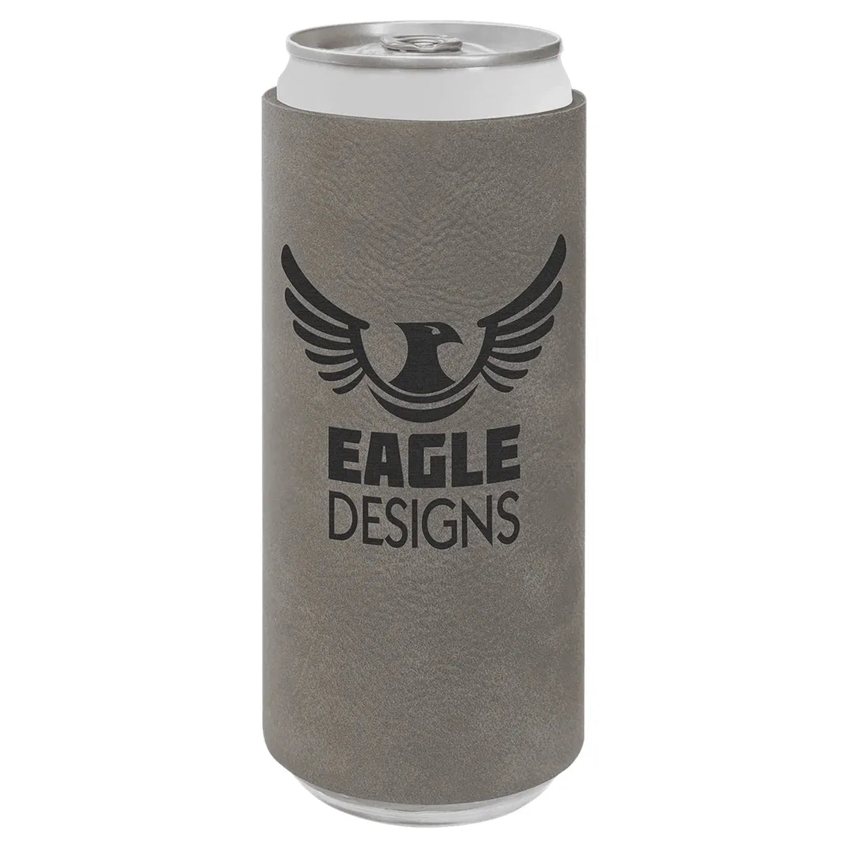Gray Laserable Leatherette Slim Beverage Holder