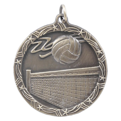 Antique Gold 1 3/4" Volleyball Shooting Star Medal