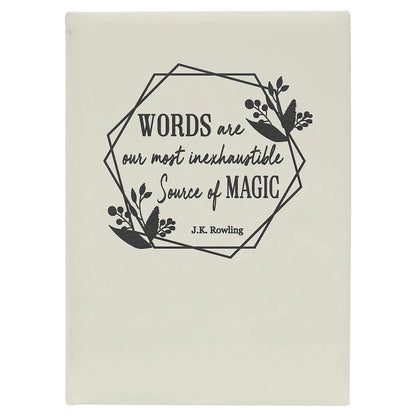 White/Black 7" x 9 3/4" Laserable Leatherette Journal with Lined Notepad