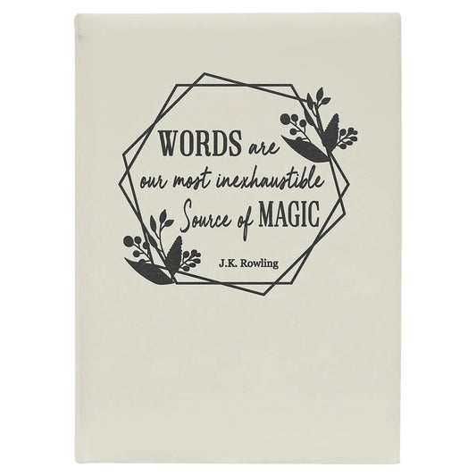 White/Black 7" x 9 3/4" Laserable Leatherette Journal with Lined Notepad