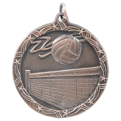 Antique Bronze 1 3/4" Volleyball Shooting Star Medal