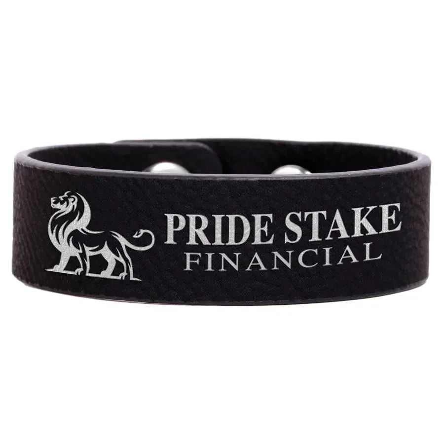 Black/Silver 8 1/2" x 3/4" Laserable Leatherette Youth Cuff Bracelet